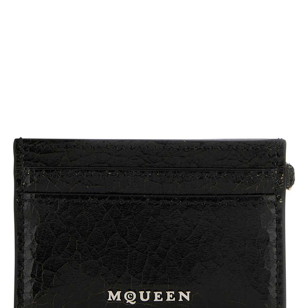 Alexander Mcqueen Men Black Leather Card Holder