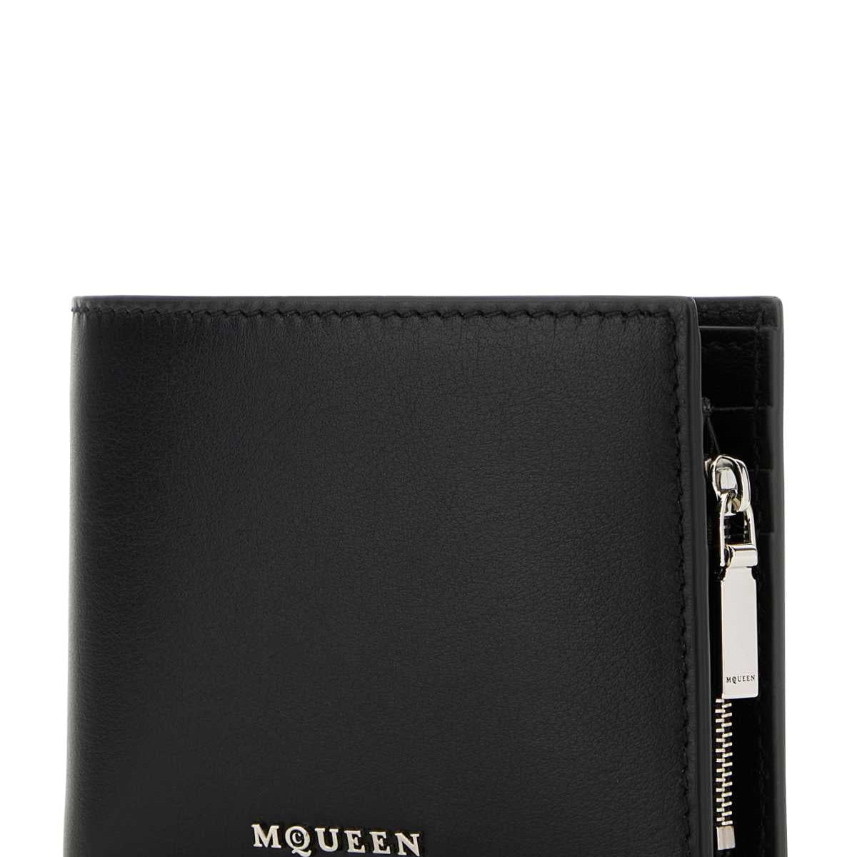 Alexander Mcqueen Men Black Leather Wallet
