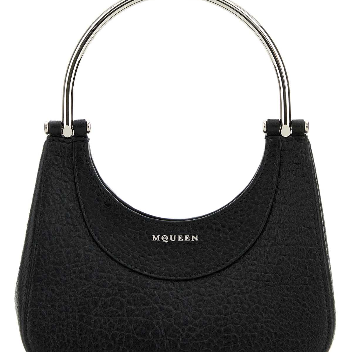 Alexander Mcqueen Women Black Leather Mini Cross-Bar Handbag