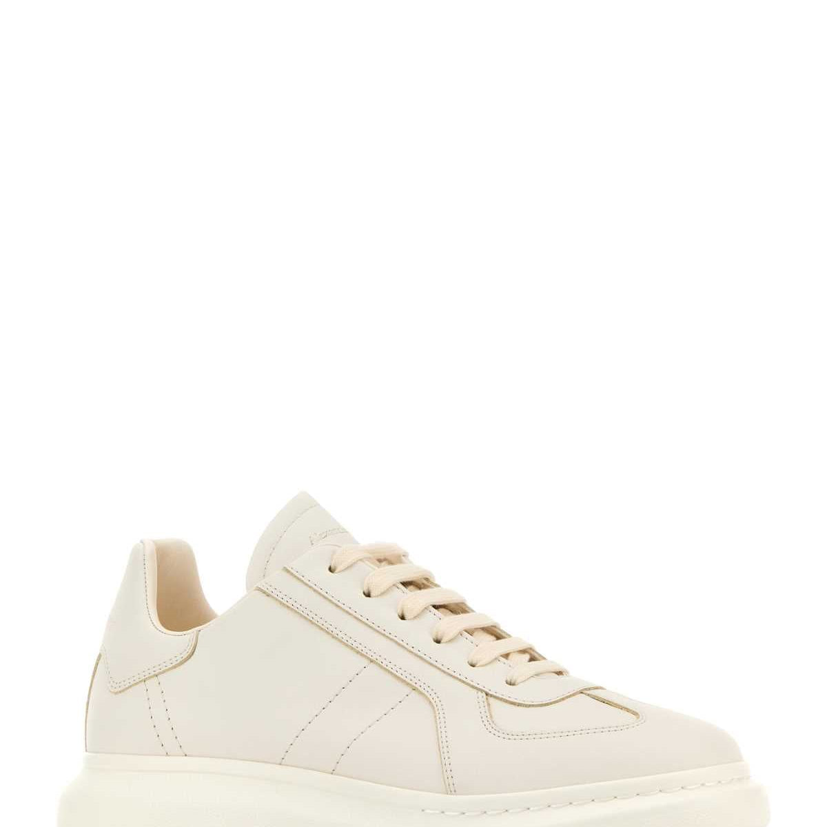 Alexander Mcqueen Men White Leather Sneakers