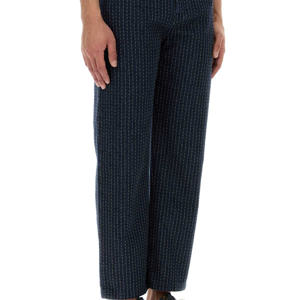 Fendi Men Embroidered Stretch Denim Jeans