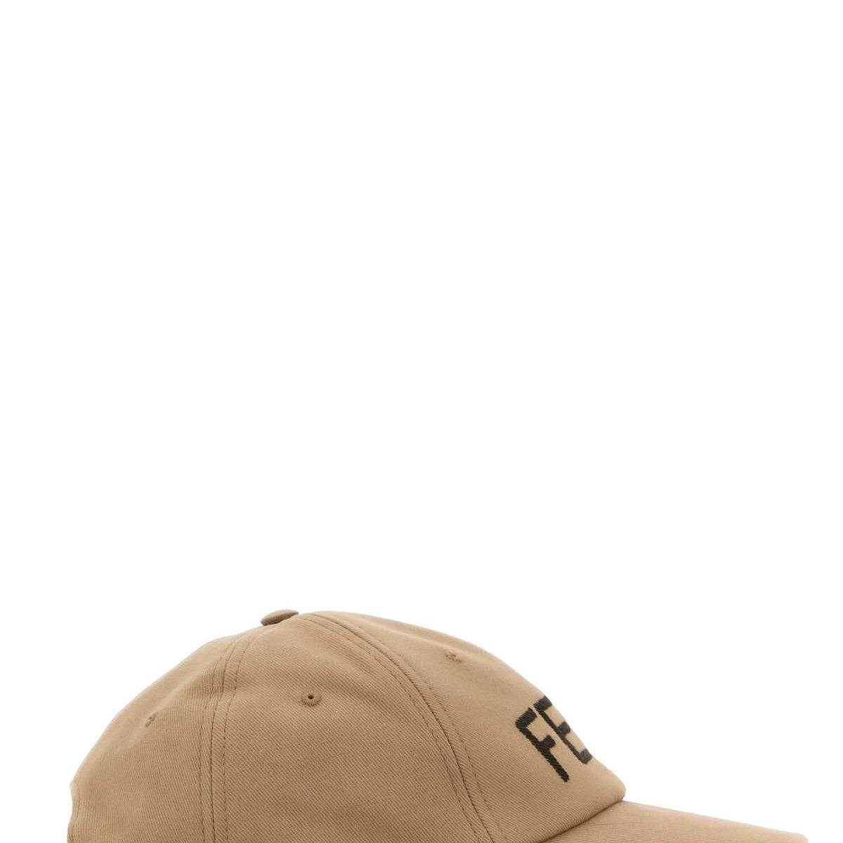 Fendi Men Camel Stretch Cotton Baseball Cap