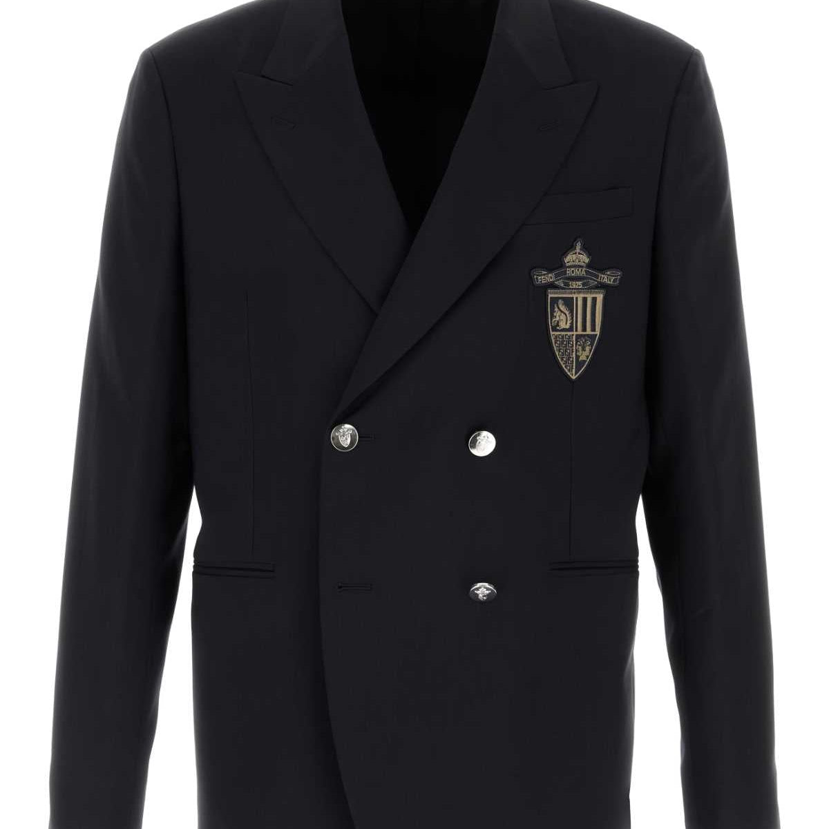 Fendi Men Midnight Blue Wool Blazer