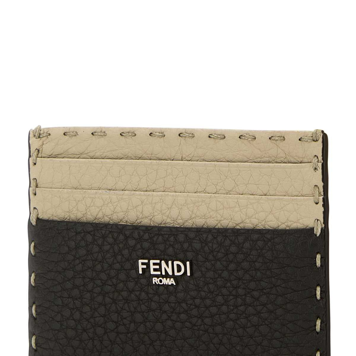 Fendi Men Two-Tone Leather Sellerie Card Holder