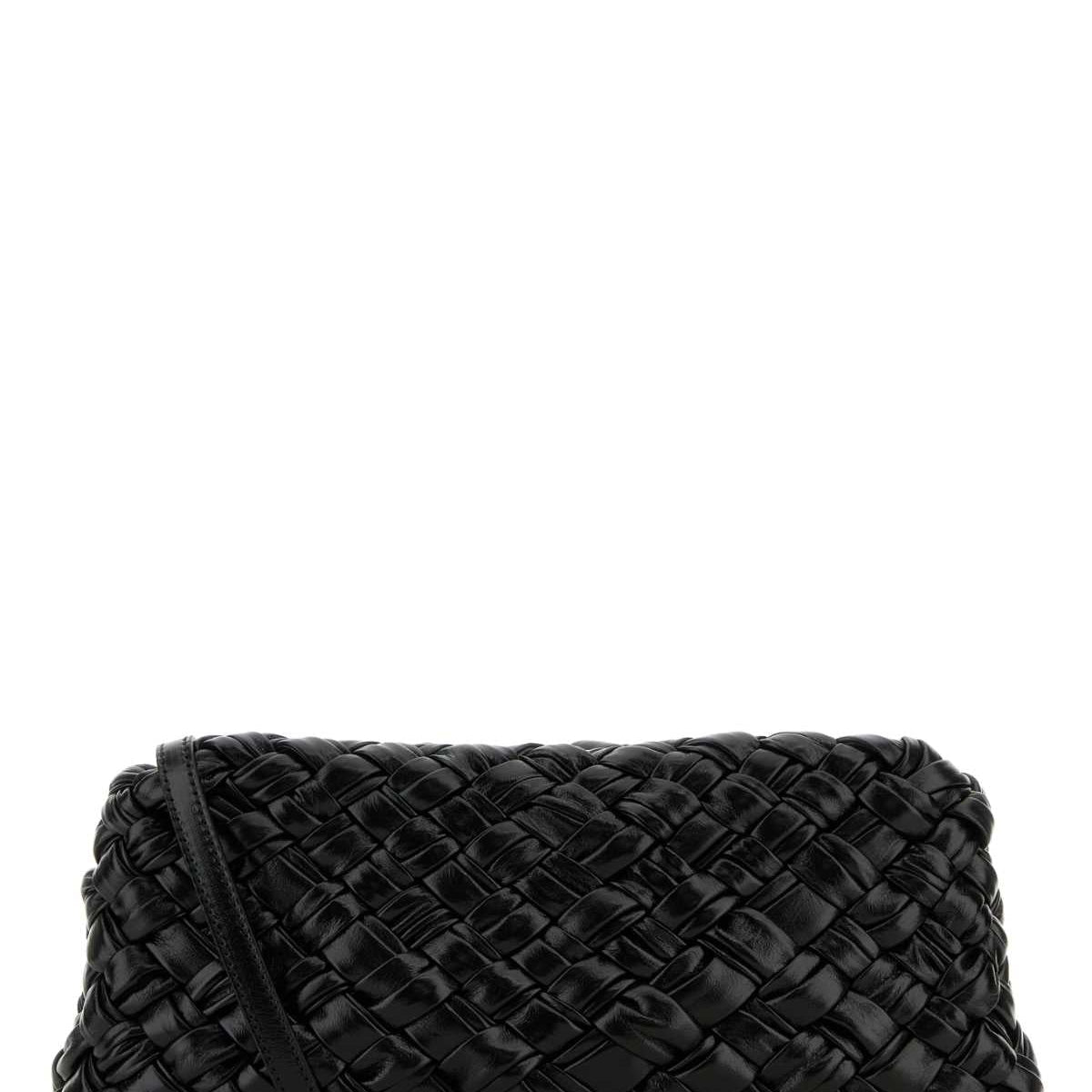 Bottega Veneta Women Black Leather Kalimero Cha-Cha Clutch