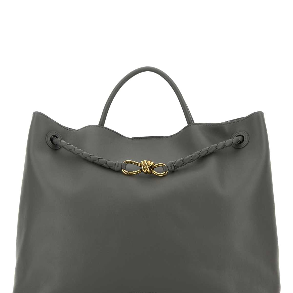 Bottega Veneta Women Dark Grey Leather Large Andiamo Shopping Bag