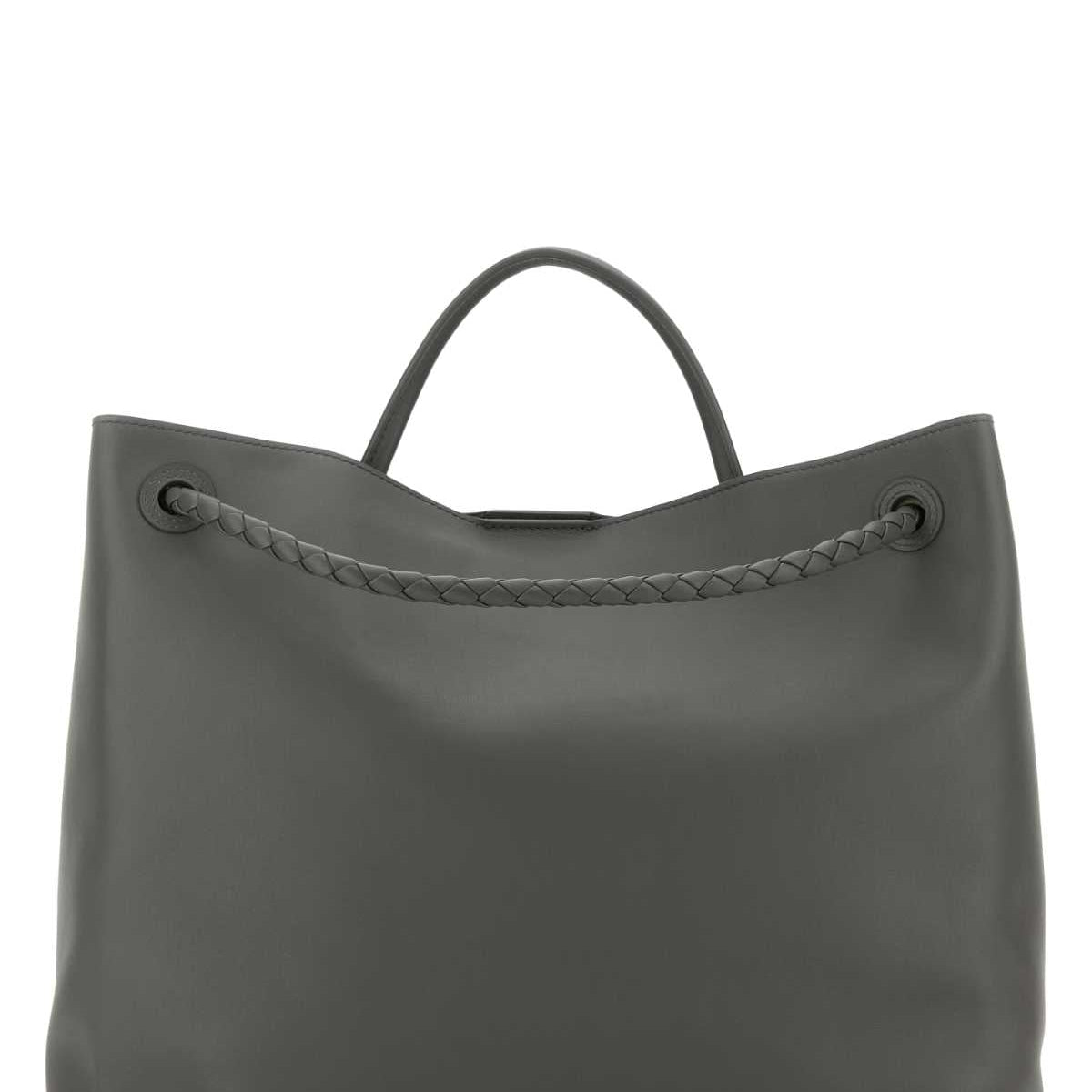 Bottega Veneta Women Dark Grey Leather Large Andiamo Shopping Bag