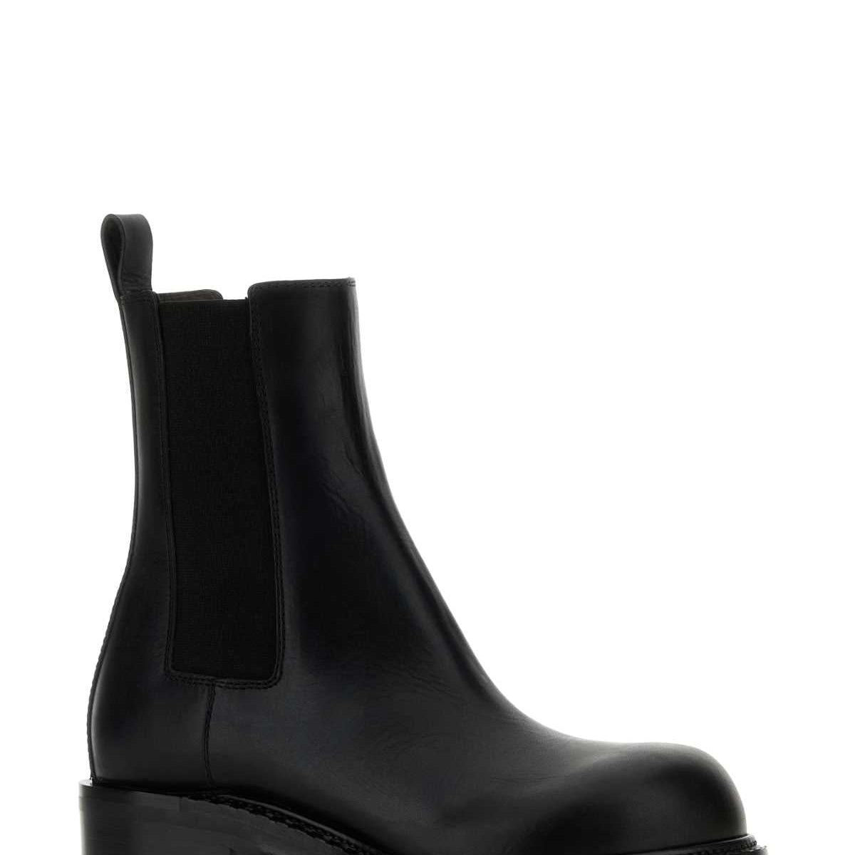 Bottega Veneta Women Black Leather Cliff Ankle Boots