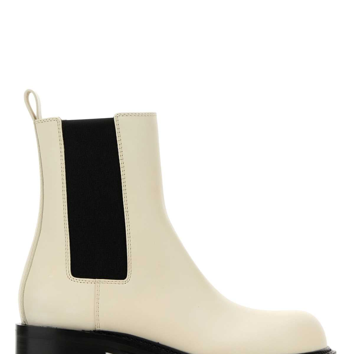 Bottega Veneta Women Ivory Leather Cliff Ankle Boots