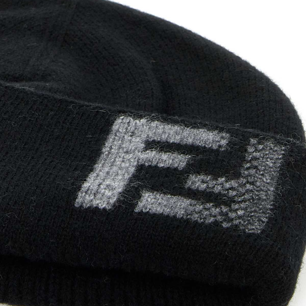Fendi Men Black Wool Blend Beanie Hat