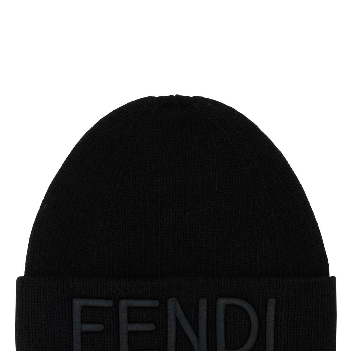 Fendi Men Black Wool Beanie Hat