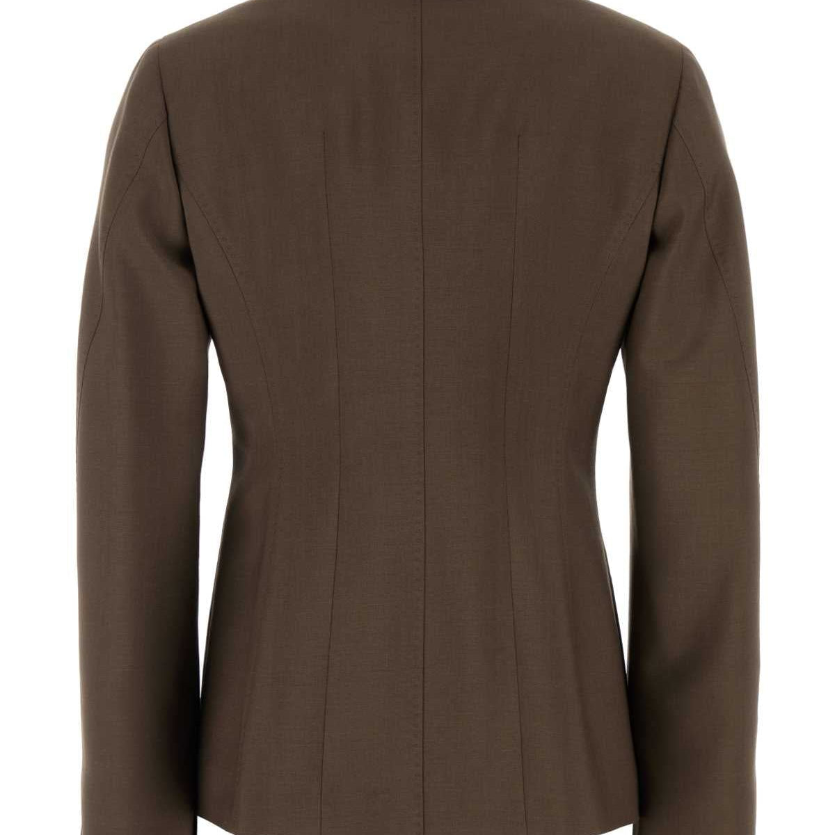 Fendi Women Mud Wool Blend Blazer