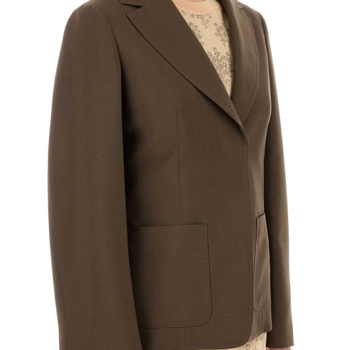 Fendi Women Mud Wool Blend Blazer