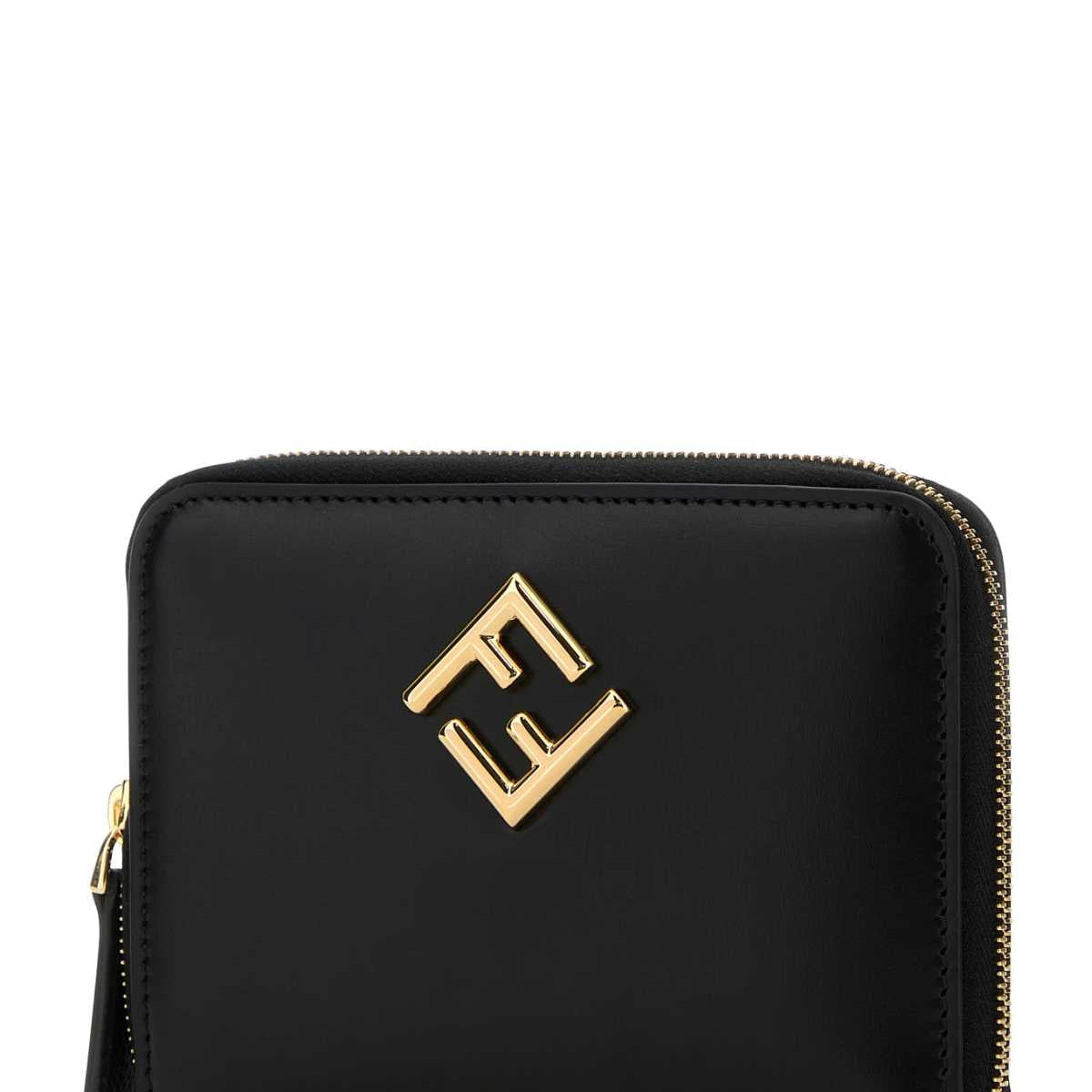 Fendi Women Black Leather Ff Diamonds Wallet