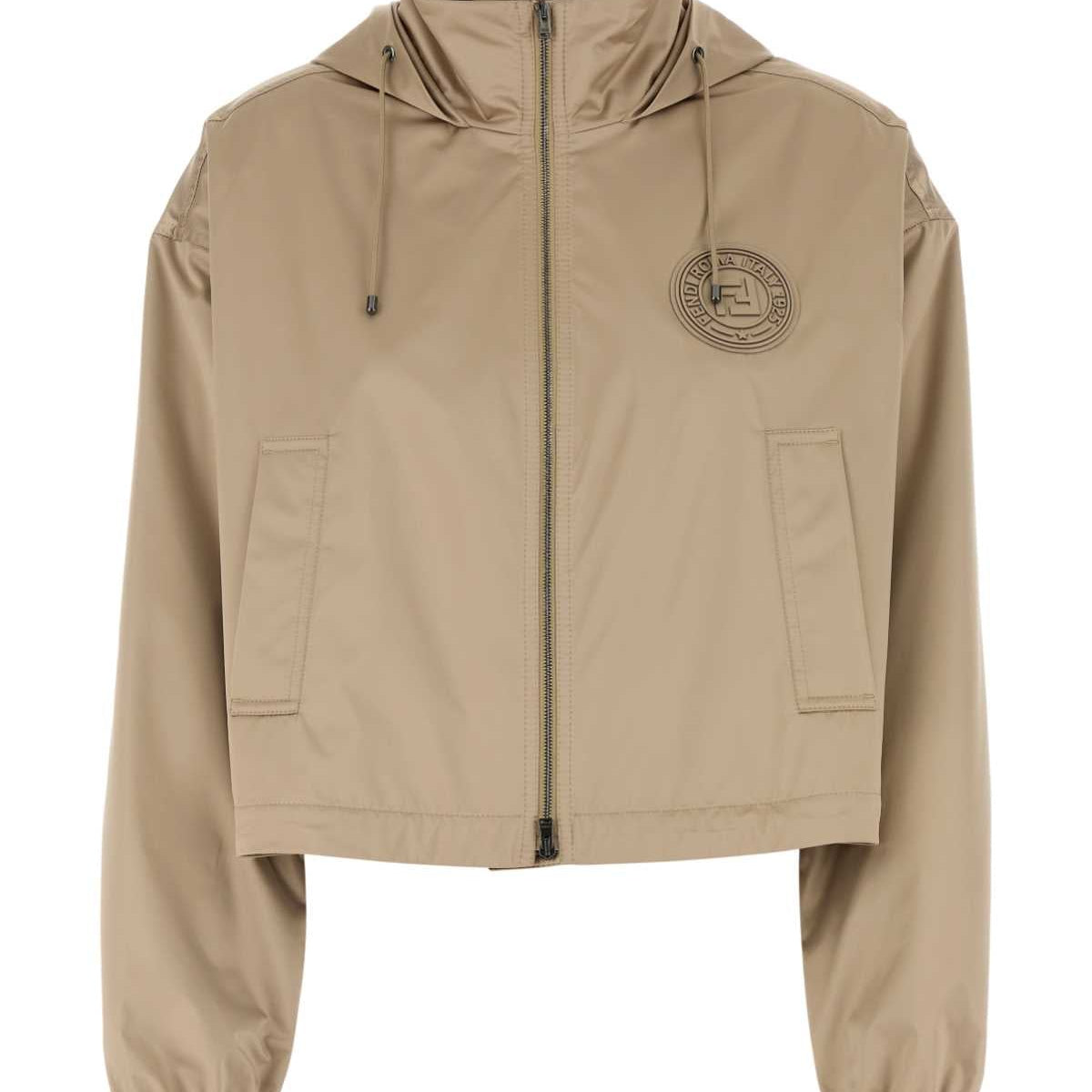 Fendi Women Cappuccino Polyester Windbreaker