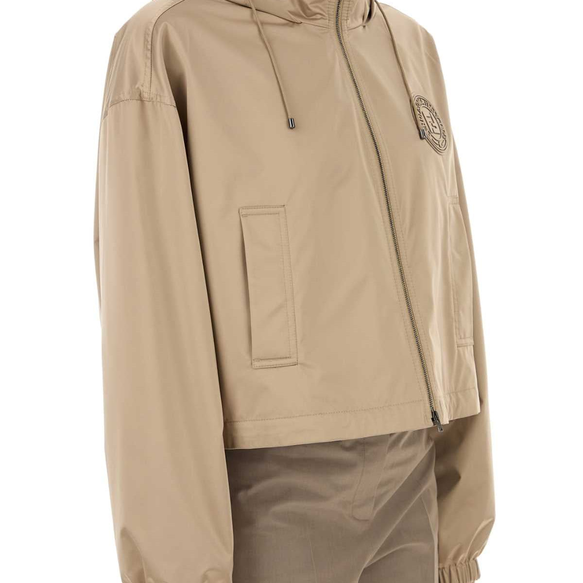 Fendi Women Cappuccino Polyester Windbreaker