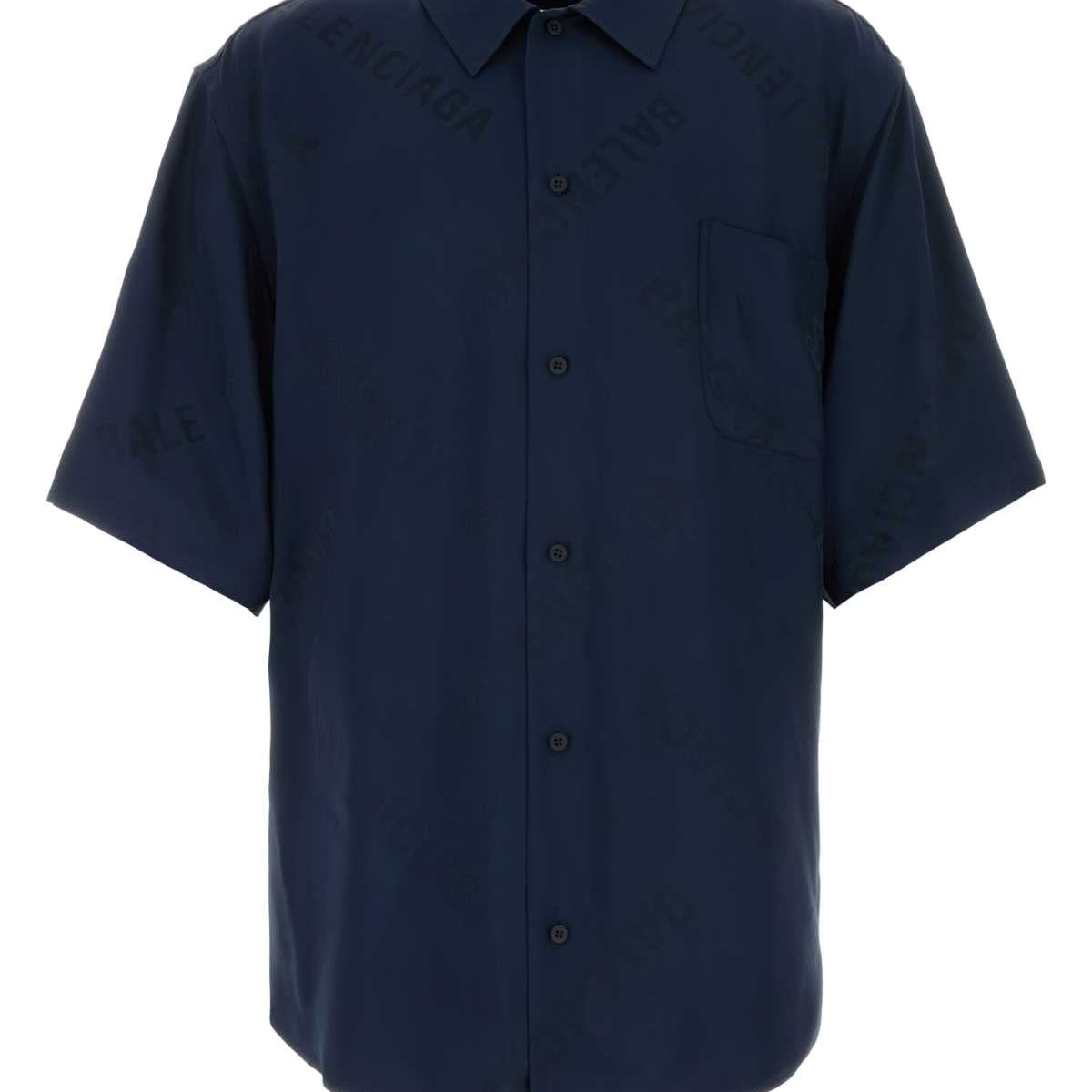 Balenciaga Men Blue Viscose Oversize Shirt