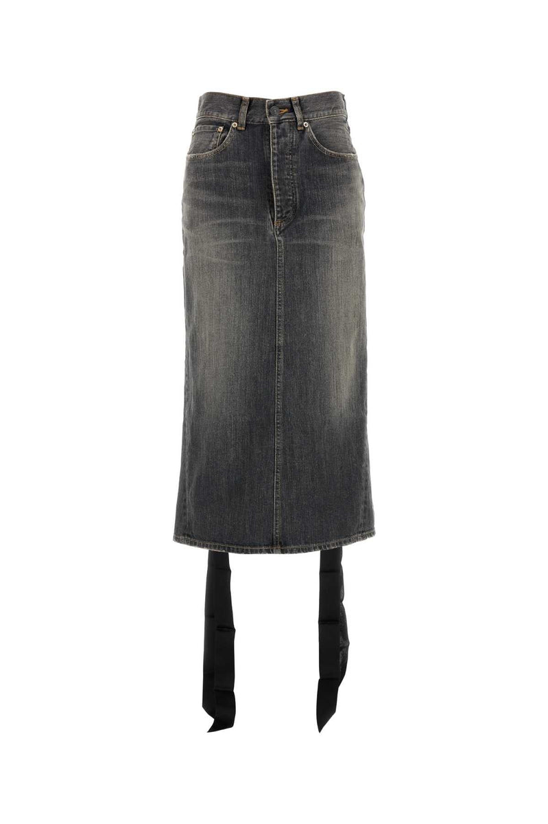 Balenciaga Women Black Denim Skirt
