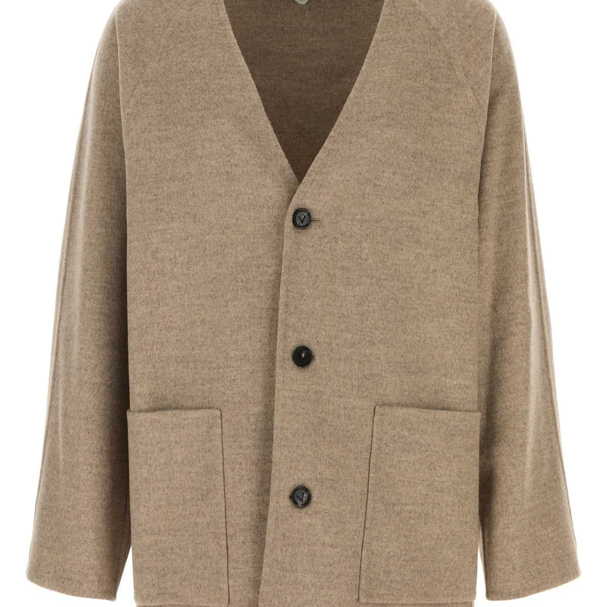 Bottega Veneta Men Dove Grey Wool Blend Cardigan