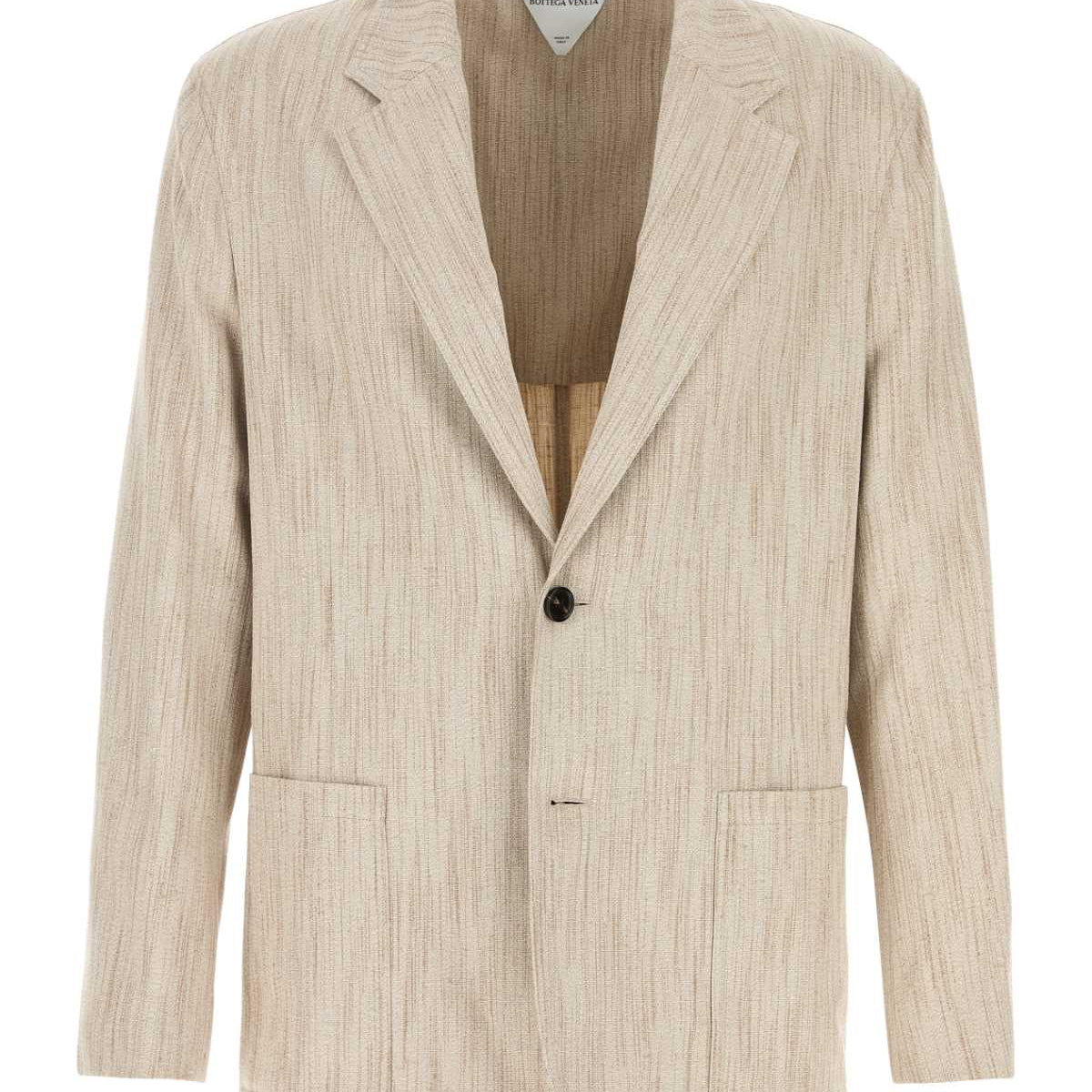 Bottega Veneta Men Melange Sand Viscose Blend Blazer
