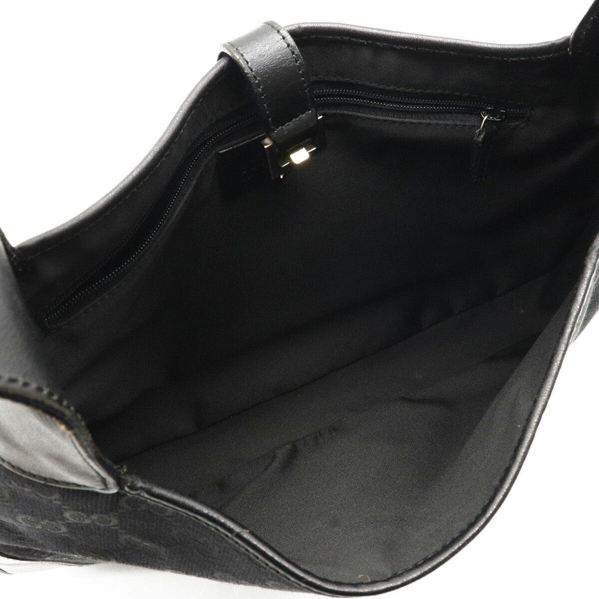 Gucci GG Canvas Jackie Line Shoulder Bag One Handbag Leather Black 001.3306