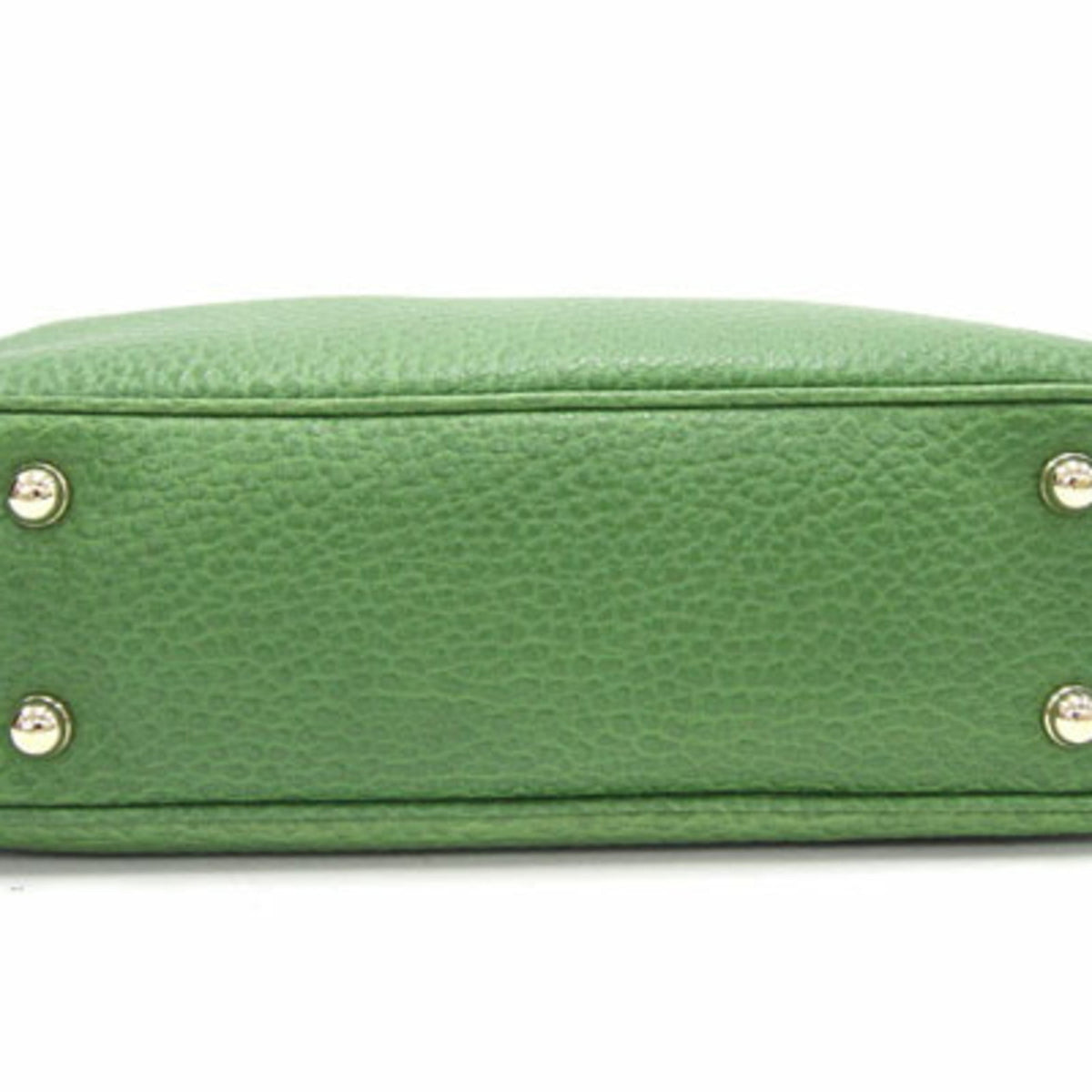 Gucci One Shoulder Bag Bamboo 137378 Green Leather Women's Handbag Studs GUCCI