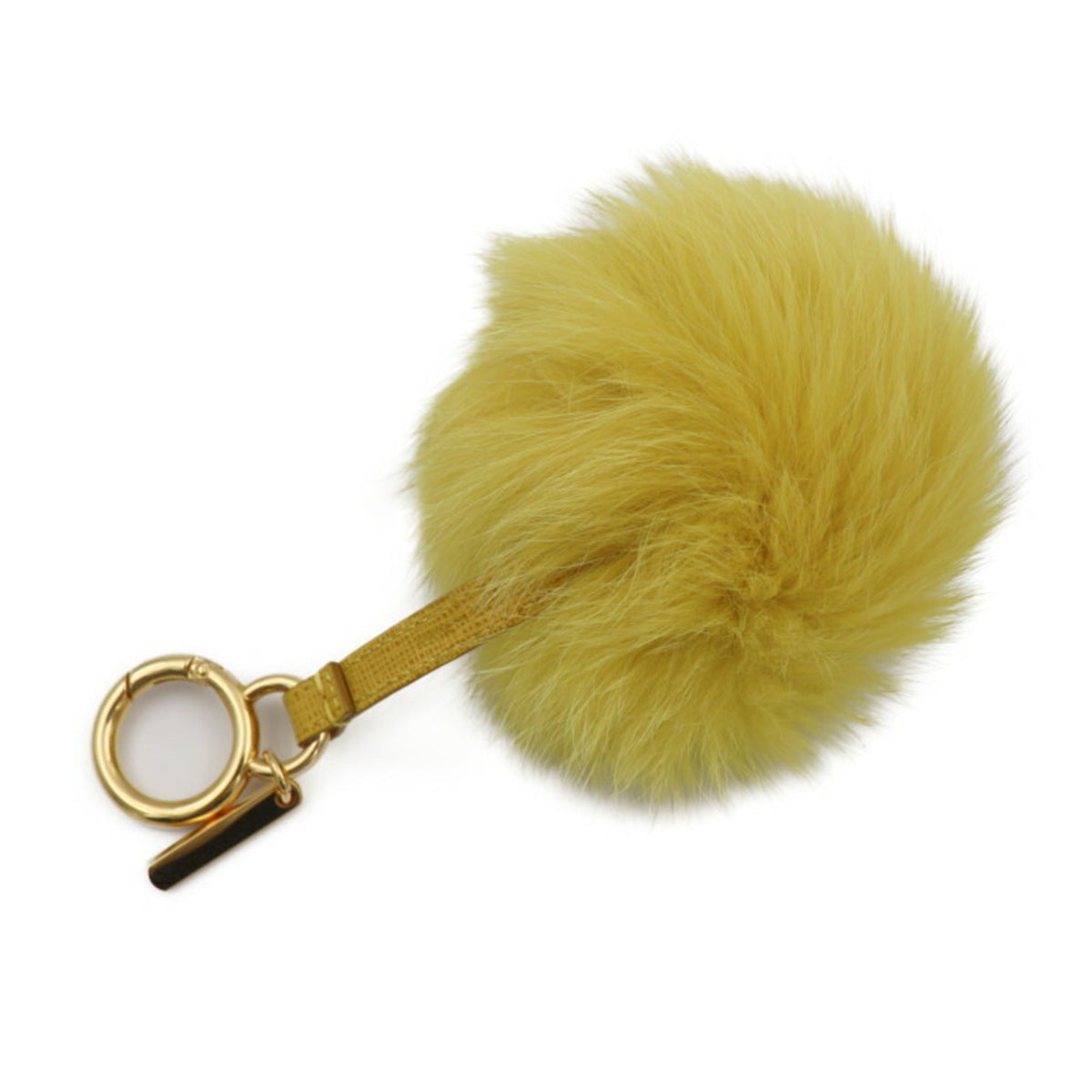 Top Quality Fendi Other Accessories Fox Fur Yellow Gold Hardware Pompom Bag Charm Key Ring
