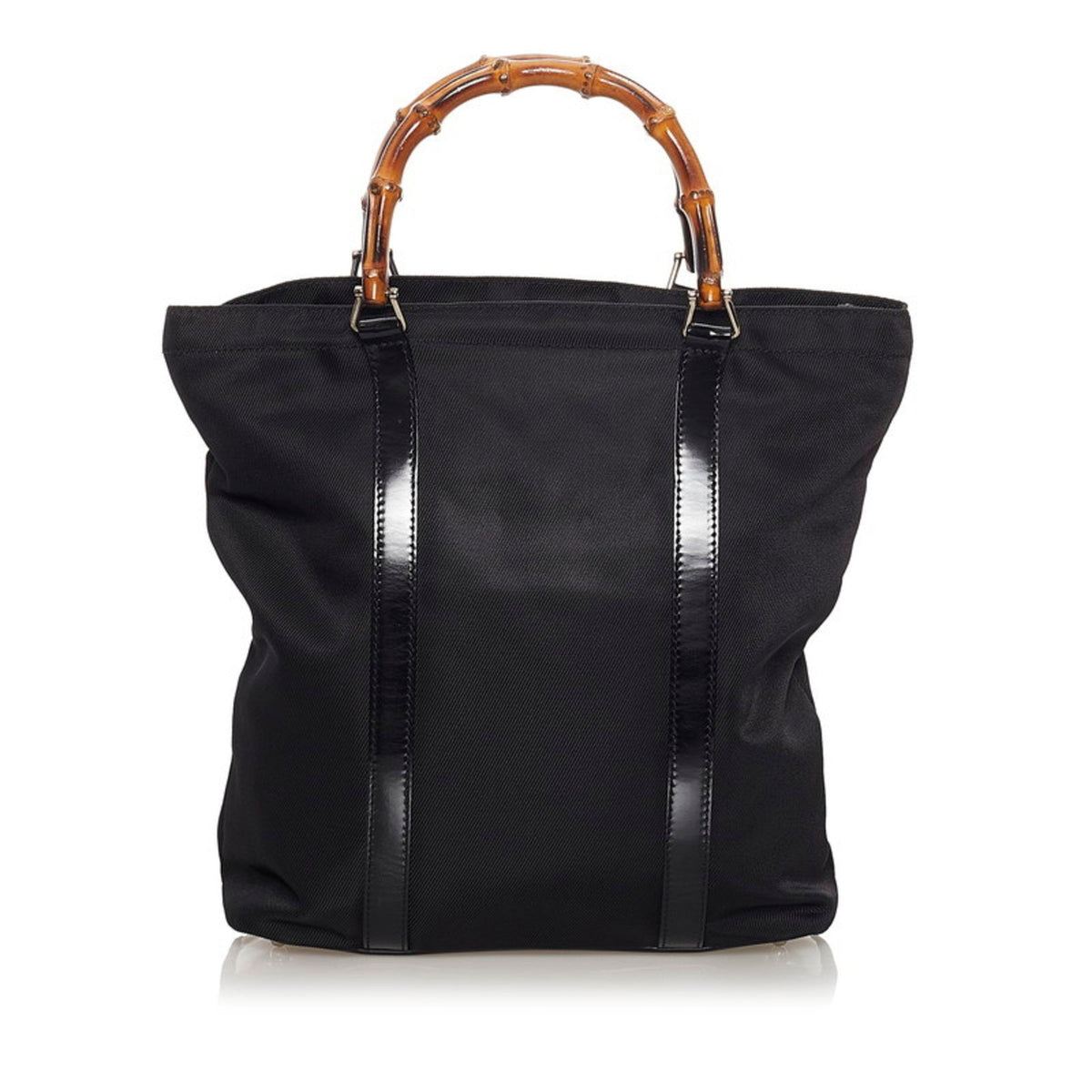 Gucci Bamboo Handbag 0001998 Black Nylon Leather Ladies GUCCI