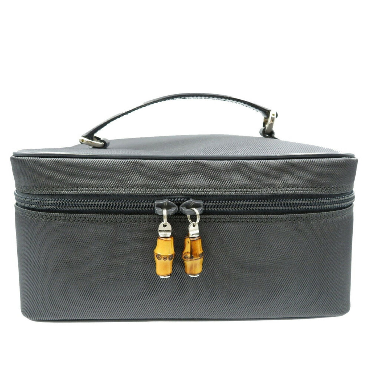 Gucci Bamboo Canvas Black Vanity Bag Makeup Pouch