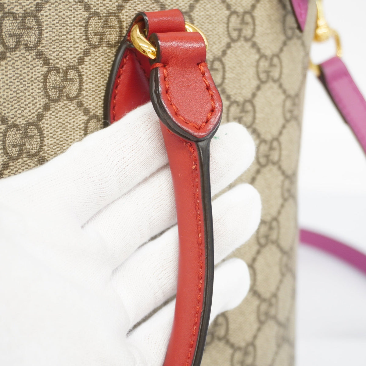 Gucci 2way Bag GG Supreme 409534 Beige/Pink/Red Gold metal