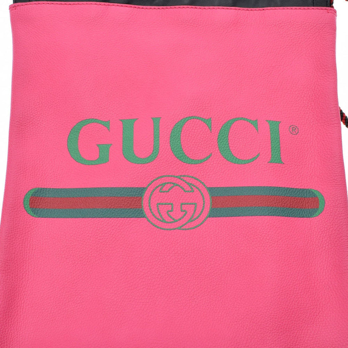 Gucci Drawstring Small Backpack Pink 523586 Unisex Leather Backpack/Daypack
