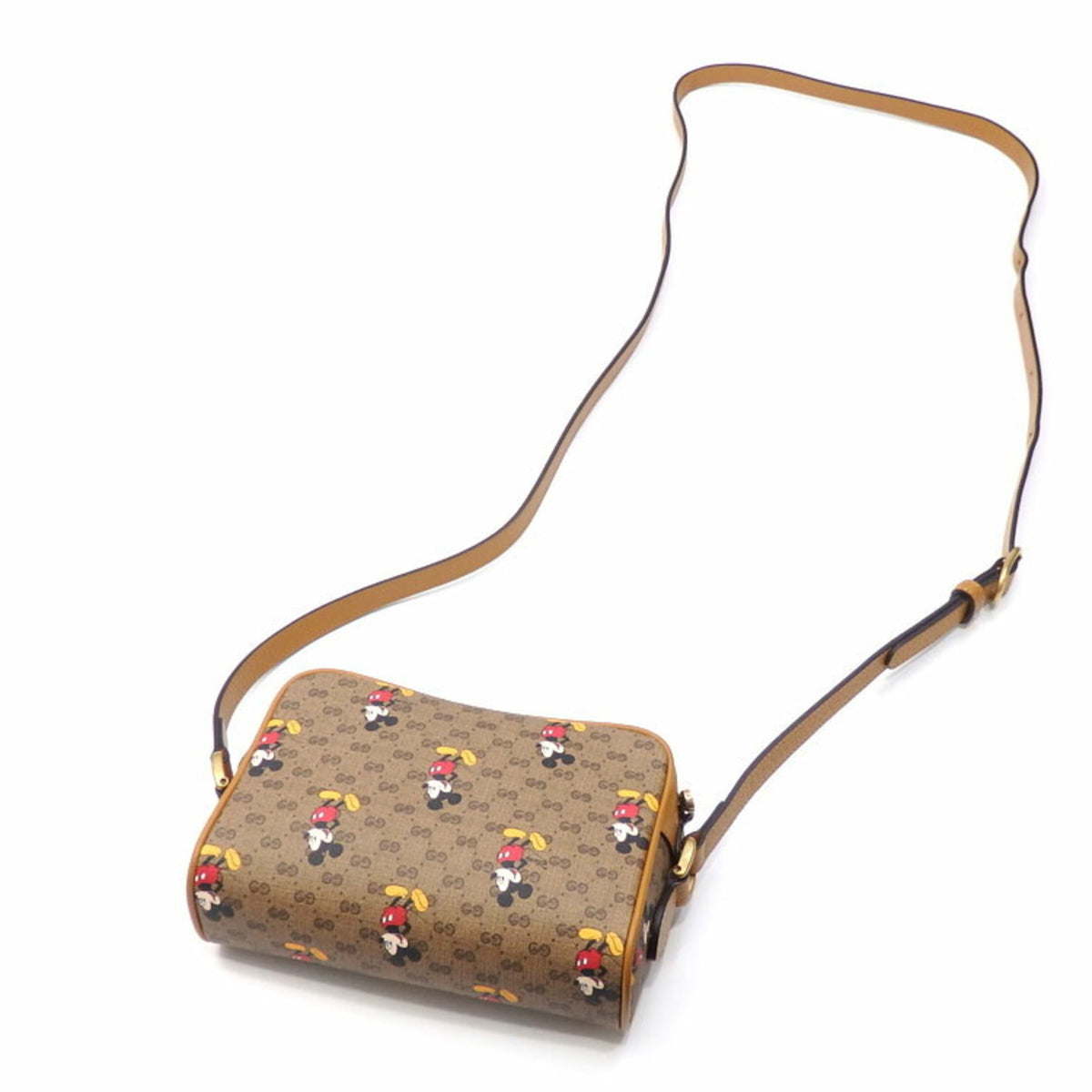 Gucci x Disney Shoulder Bag Mini GG Supreme Ladies Beige Brown PVC Leather 602536 Mickey Mouse Collaboration