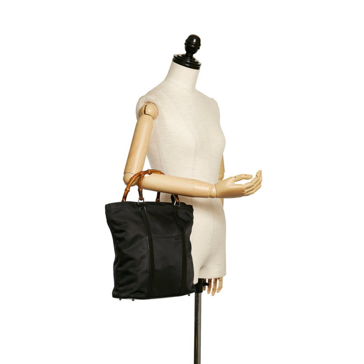 Gucci Bamboo Handbag 0001998 Black Nylon Leather Ladies GUCCI