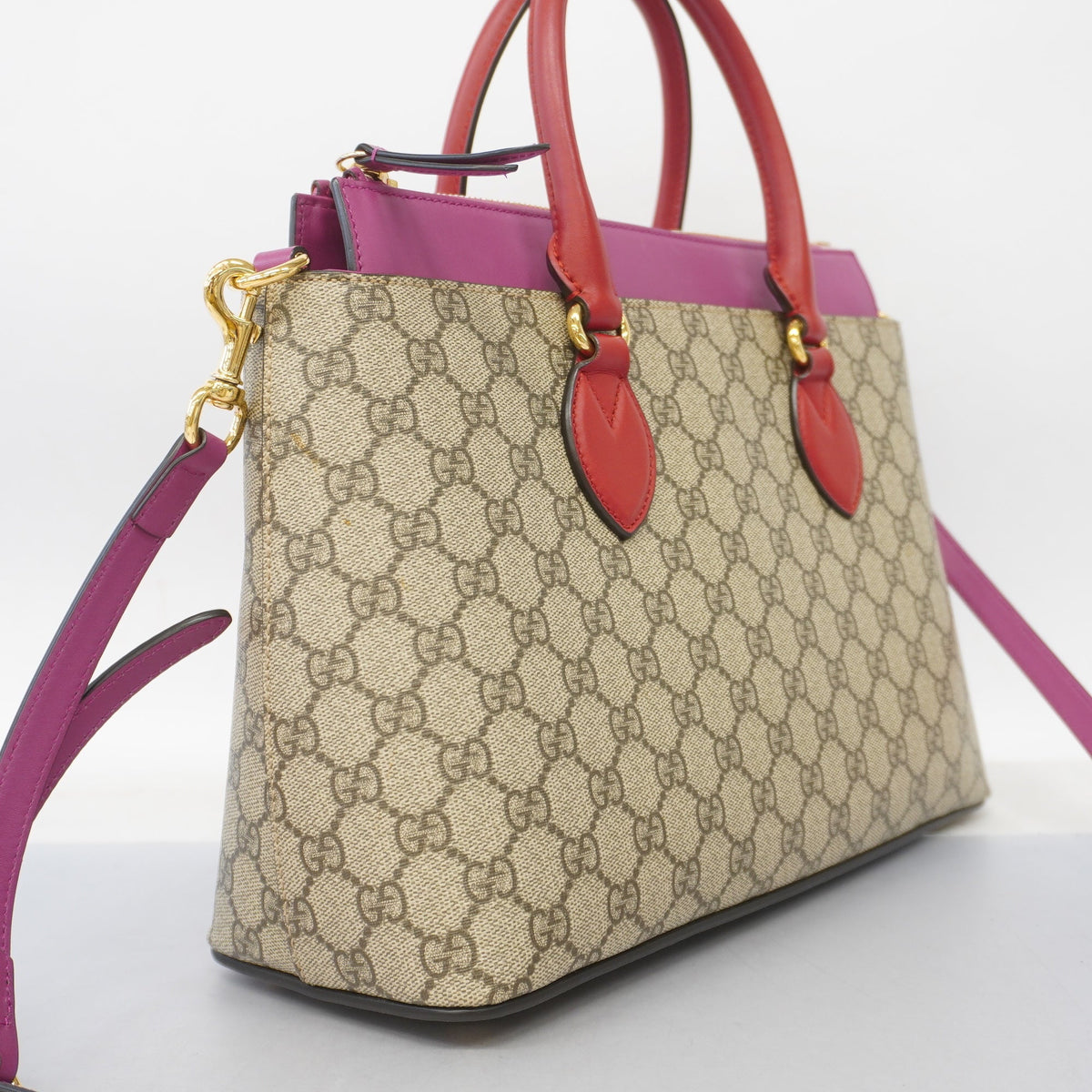Gucci 2way Bag GG Supreme 409534 Beige/Pink/Red Gold metal