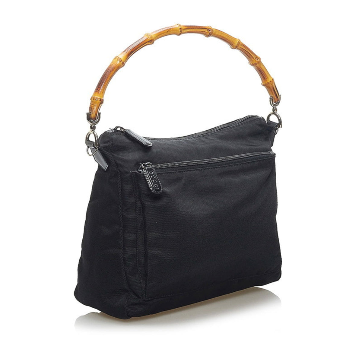 Gucci Bamboo Handbag Shoulder Bag 000 2058 Black Nylon Leather Ladies GUCCI