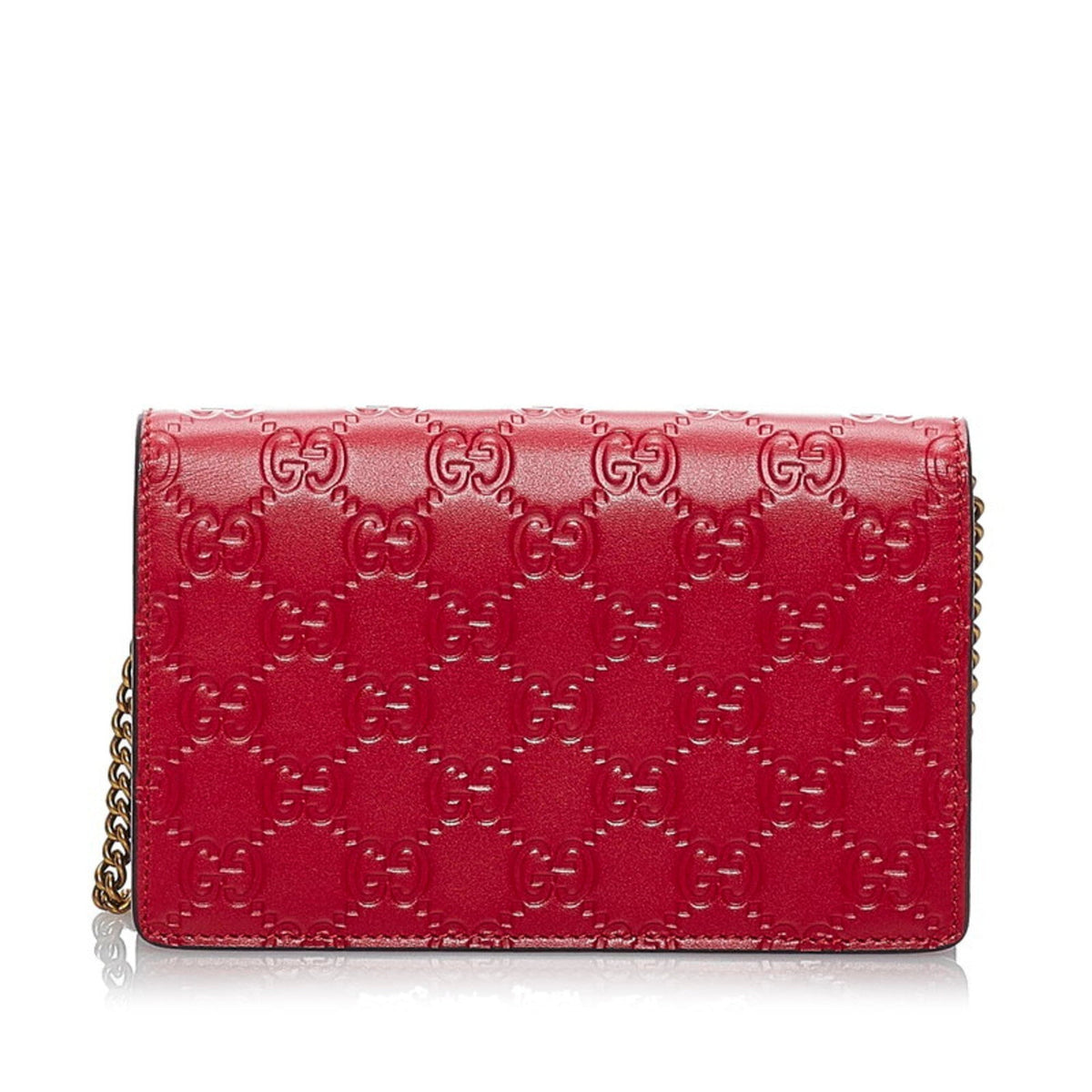 Gucci Shima Cherry Motif Chain Shoulder Bag 481291 Red Leather Ladies GUCCI