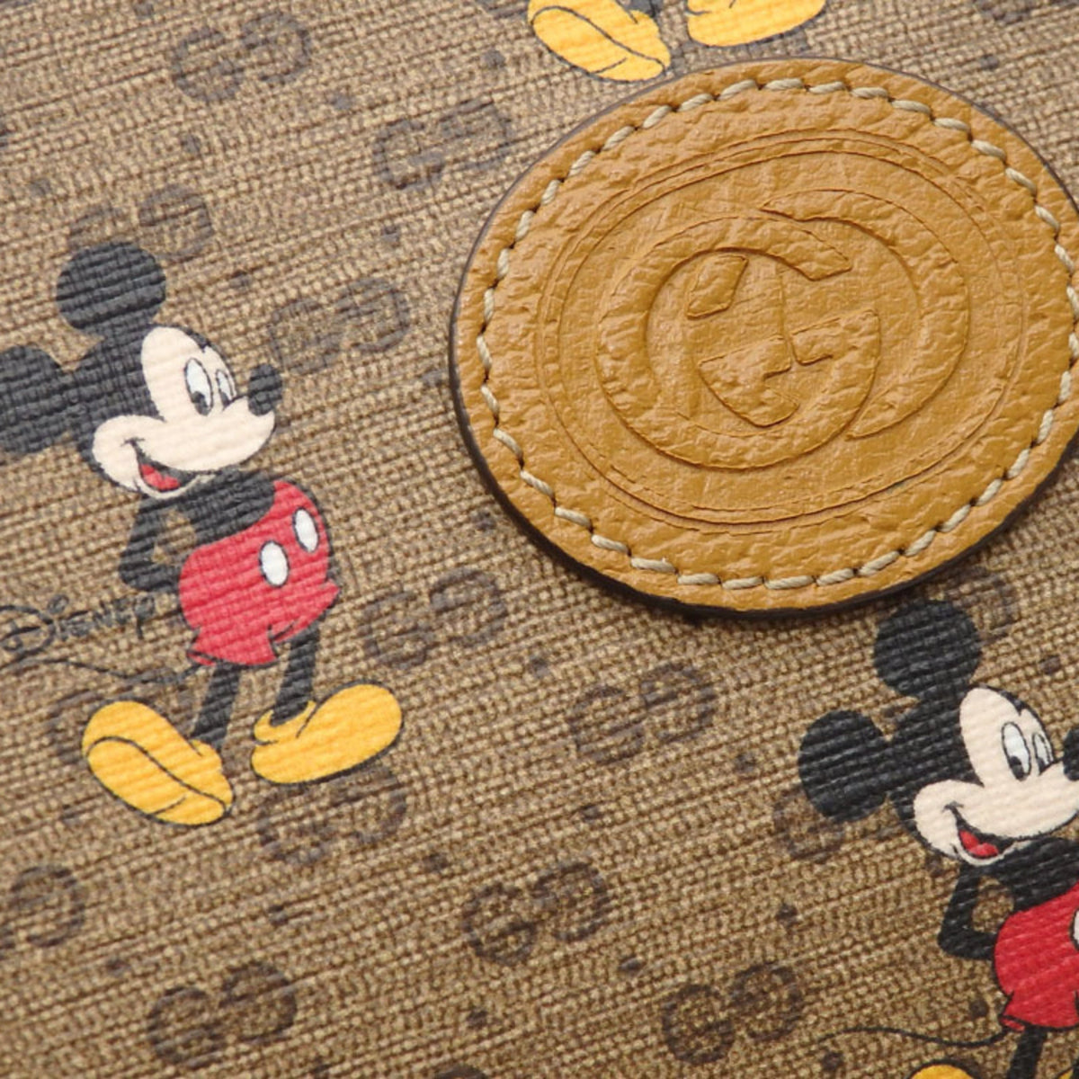Gucci x Disney Shoulder Bag Mini GG Supreme Ladies Beige Brown PVC Leather 602536 Mickey Mouse Collaboration