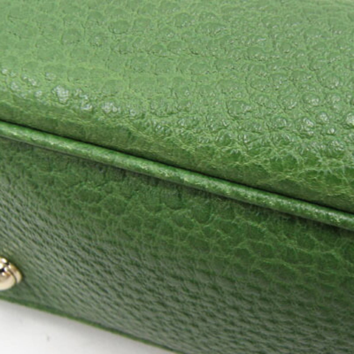 Gucci One Shoulder Bag Bamboo 137378 Green Leather Women's Handbag Studs GUCCI