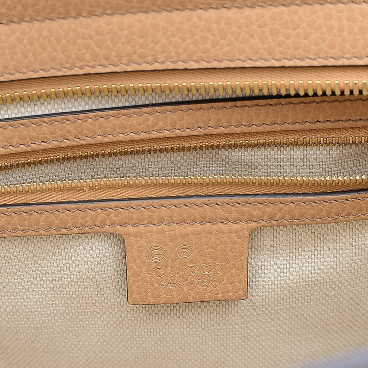 Gucci Soho Interlocking G 2Way Handbag Leather Beige 607721