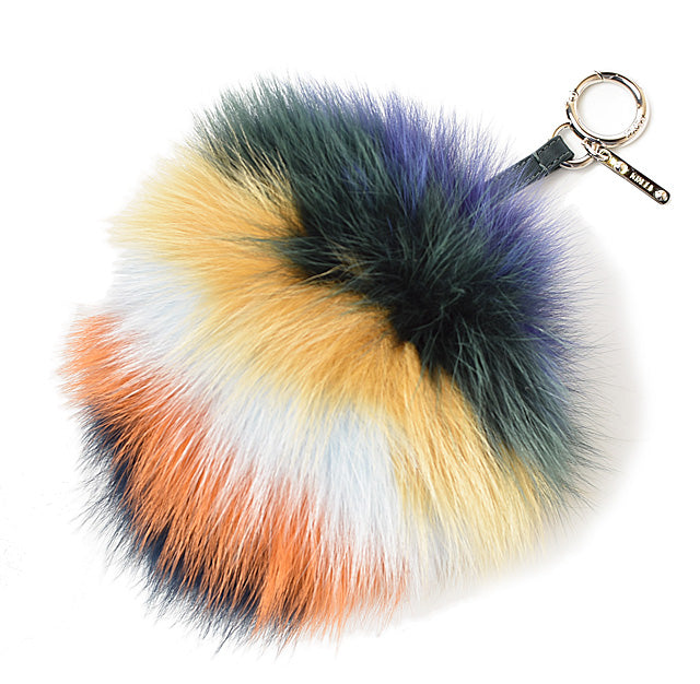 Top quality Fendi Fox Fur Calf Leather Keychain Bag Charm