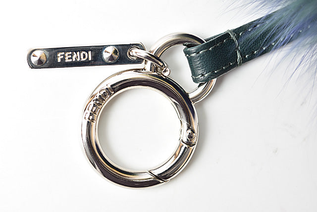 Top quality Fendi Fox Fur Calf Leather Keychain Bag Charm
