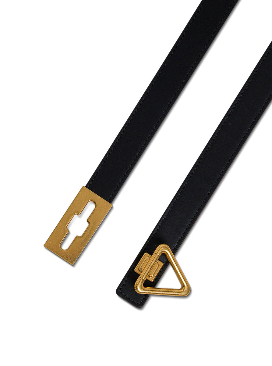 Bottega Veneta Women Blacktriangular Belt In Leather Woman