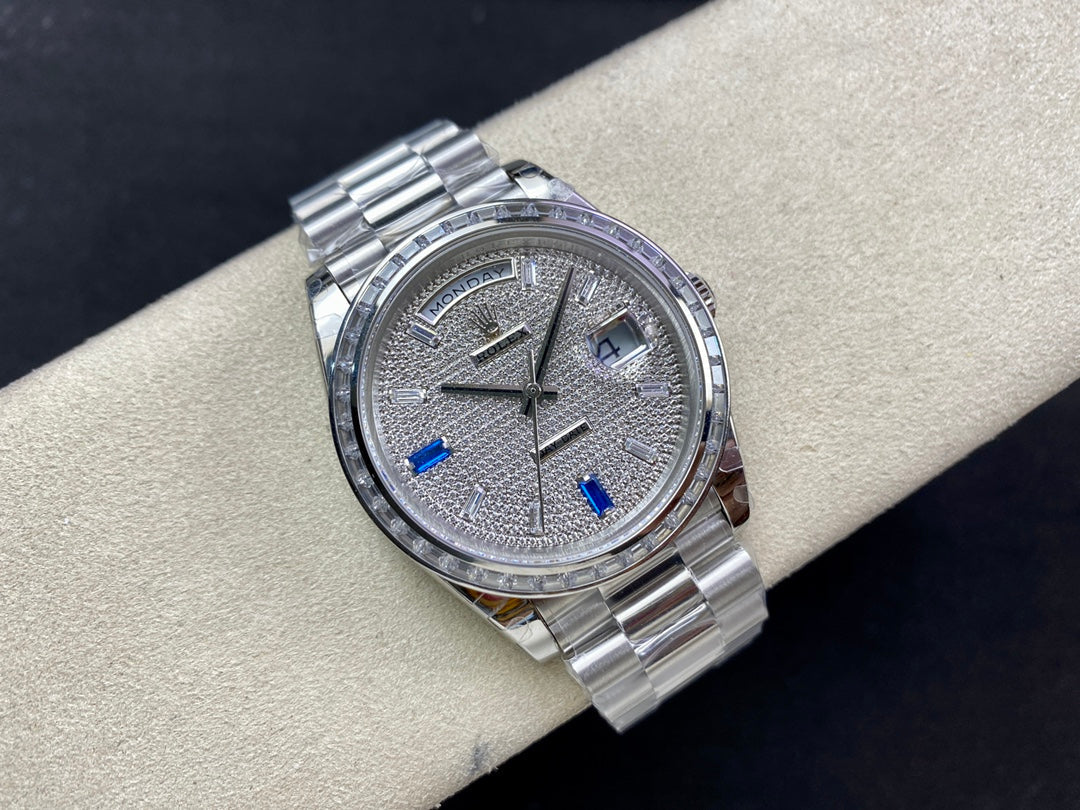 Rolex Full Diamond Day-Date Double Calendar