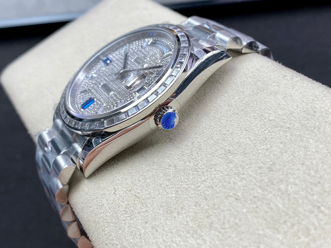 Rolex Full Diamond Day-Date Double Calendar