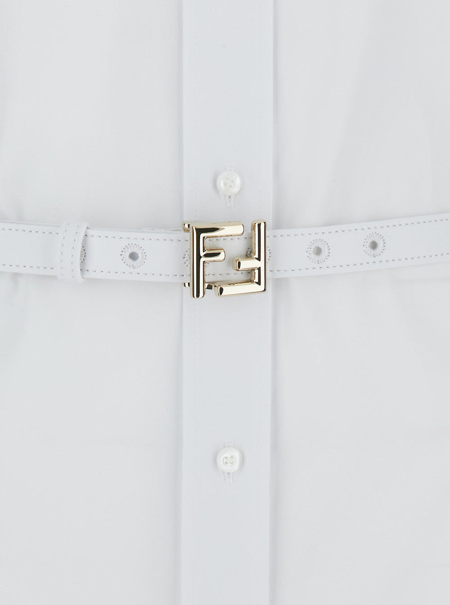 Fendi Women White Long Chemisier Dress In Cotton Woman