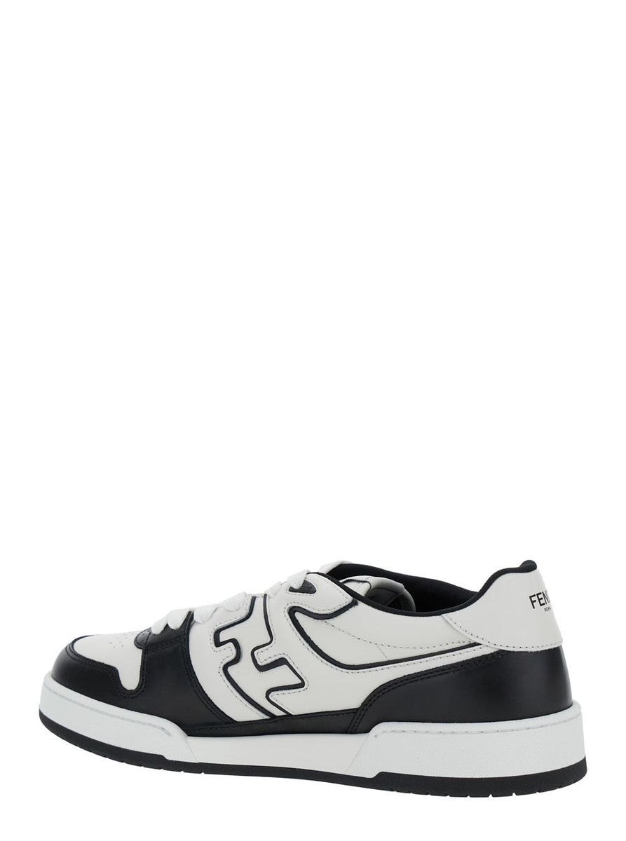 Fendi Men 'Match' White And Black  Low-Top Sneakers With Ff Detail In Leather Man