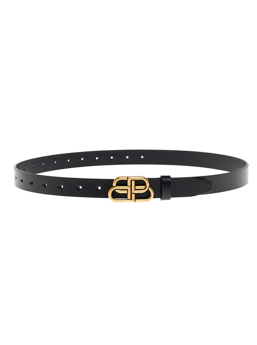 Balenciaga Women Black Belt With Bb Buckle In Leather Woman