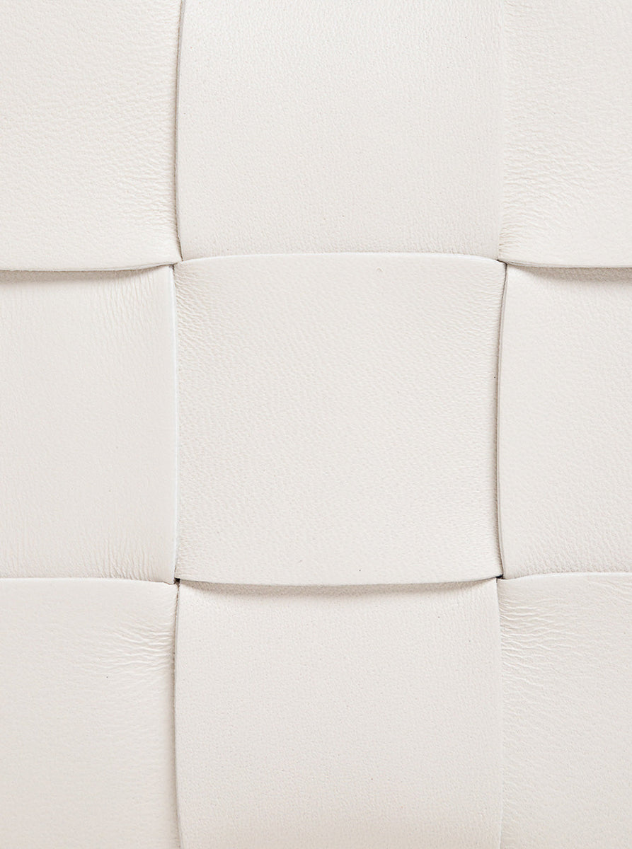 Bottega Veneta Women Cassette White Leather Crossbody Bag In Intreccio Nappa Leather