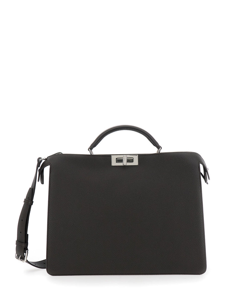 Fendi Men 'Iseeu Medium' Brown Handbag With Removable Internal Pocket In Leather Man