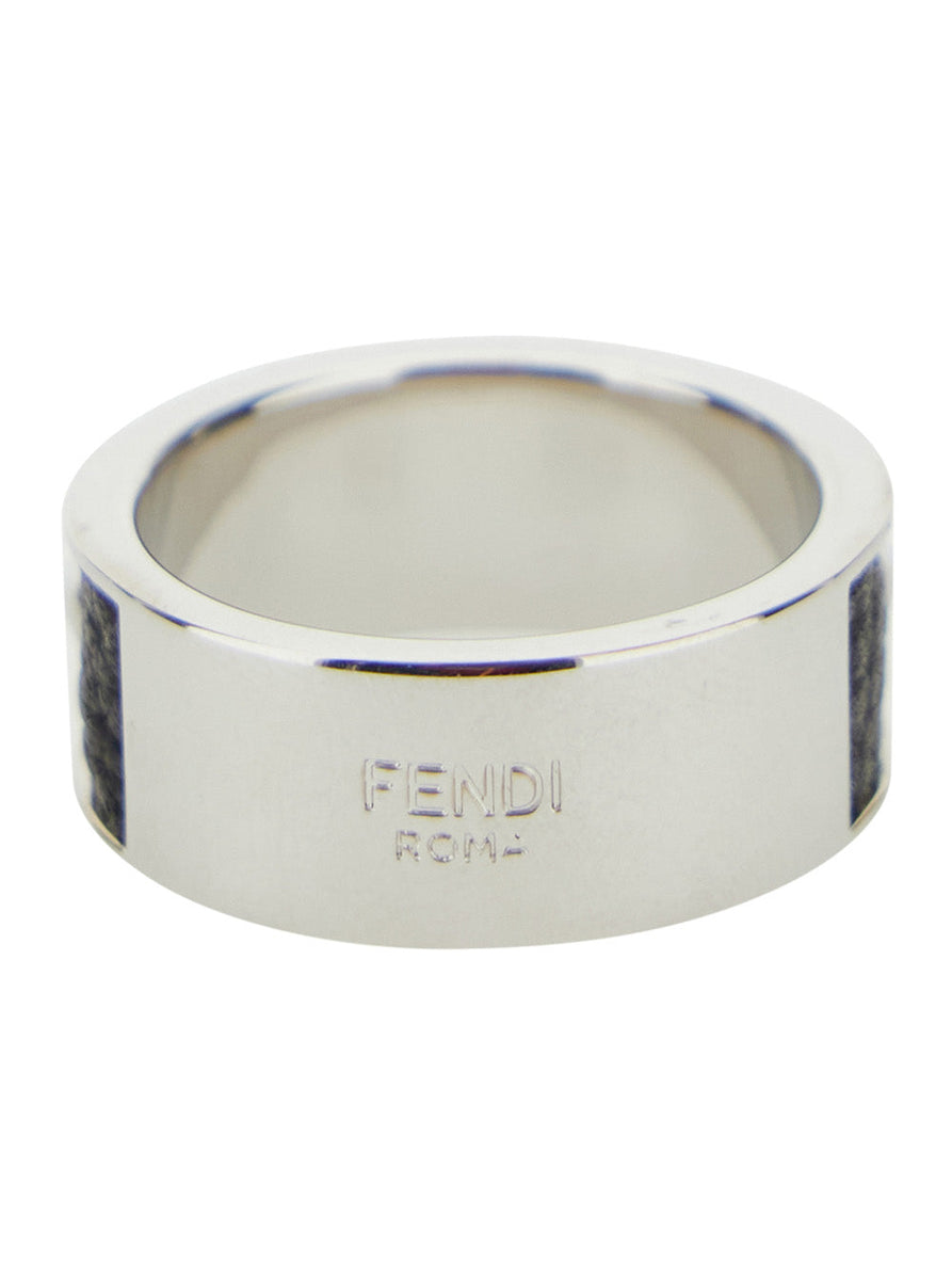 Fendi Men Silver-Colored Ring With Logo Lettering On The Side In Brass Man